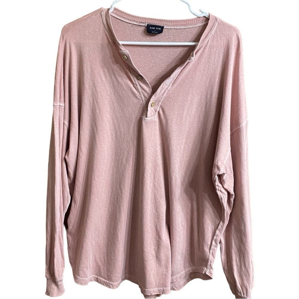 Blank Paige Pink Pullover Quarter Button Long Sleeve Lightweight Shirt Size M